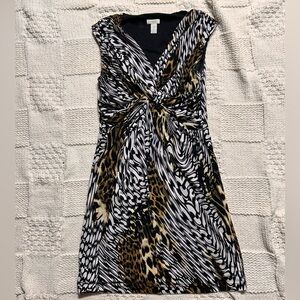 Y2K Chico’s Sleeveless V Neck Animal Print Mini Dress